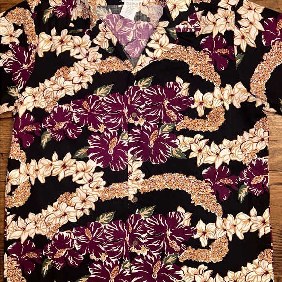 Hilo Hattie• Men’s • Large • Burgundy/Black/Beige • Floral • Hawaiian • Shirt - Picture 11 of 13